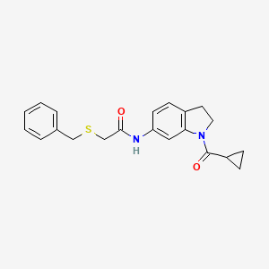 molecular formula C21H22N2O2S B2576752 2-(benzylthio)-N-(1-(cyclopropanecarbonyl)indolin-6-yl)acetamide CAS No. 1209785-03-4