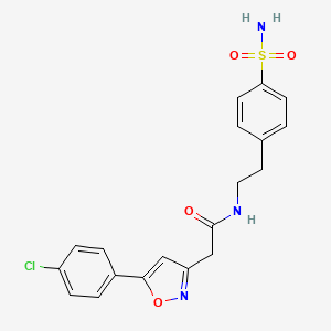 molecular formula C19H18ClN3O4S B2576758 2-(5-(4-chlorophenyl)isoxazol-3-yl)-N-(4-sulfamoylphenethyl)acetamide CAS No. 946227-53-8