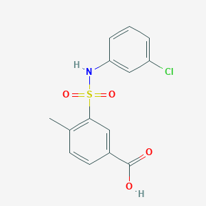 molecular formula C14H12ClNO4S B2576762 3-[(3-Chlorophenyl)sulfamoyl]-4-methylbenzoic acid CAS No. 438021-88-6