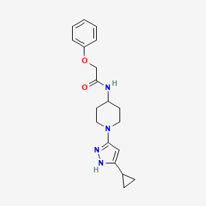 molecular formula C19H24N4O2 B2576781 N-[1-(5-cyclopropyl-1H-pyrazol-3-yl)piperidin-4-yl]-2-phenoxyacetamide CAS No. 1902898-96-7