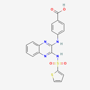 molecular formula C19H14N4O4S2 B2576789 4-((3-(Thiophene-2-sulfonamido)quinoxalin-2-yl)amino)benzoic acid CAS No. 672913-36-9
