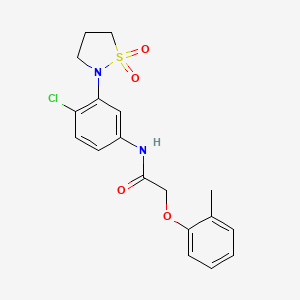 molecular formula C18H19ClN2O4S B2576790 N-(4-chloro-3-(1,1-dioxidoisothiazolidin-2-yl)phenyl)-2-(o-tolyloxy)acetamide CAS No. 951485-30-6