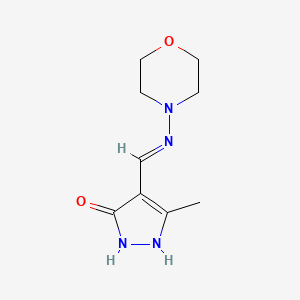 molecular formula C9H14N4O2 B2576794 5-methyl-4-[(morpholinoamino)methylene]-2,4-dihydro-3H-pyrazol-3-one CAS No. 240115-96-2