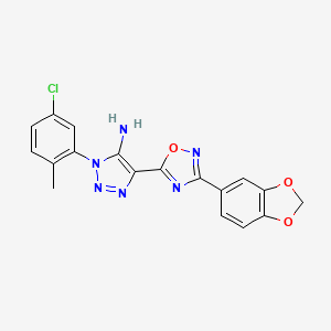 molecular formula C18H13ClN6O3 B2576797 5-[3-(1,3-苯并二氧杂环戊酮-5-基)-1,2,4-噁二唑-5-基]-3-(5-氯-2-甲基苯基)三唑-4-胺 CAS No. 892763-15-4