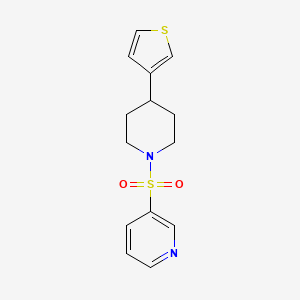 molecular formula C14H16N2O2S2 B2576799 3-((4-(噻吩-3-基)哌啶-1-基)磺酰基)吡啶 CAS No. 1797577-06-0