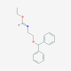 molecular formula C18H21NO2 B025768 ethyl N-[2-[di(phenyl)methoxy]ethyl]methanimidate CAS No. 101418-32-0