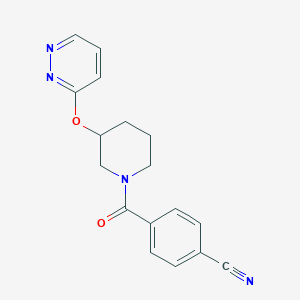 molecular formula C17H16N4O2 B2576801 4-(3-(Pyridazin-3-yloxy)piperidine-1-carbonyl)benzonitrile CAS No. 2034438-09-8