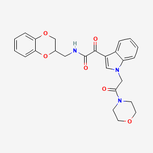 molecular formula C25H25N3O6 B2576802 N-((2,3-dihydrobenzo[b][1,4]dioxin-2-yl)methyl)-2-(1-(2-morpholino-2-oxoethyl)-1H-indol-3-yl)-2-oxoacetamide CAS No. 872857-75-5