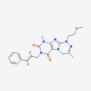 molecular formula C21H24N6O3 B2576816 7-肉桂基-1-(2-甲氧基乙基)-3,9-二甲基-1,4-二氢-[1,2,4]三唑并[3,4-f]嘧啶-6,8(7H,9H)-二酮 CAS No. 919008-47-2