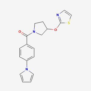 molecular formula C18H17N3O2S B2576817 (4-(1H-pyrrol-1-yl)phenyl)(3-(thiazol-2-yloxy)pyrrolidin-1-yl)methanone CAS No. 2199477-90-0