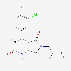 molecular formula C15H15Cl2N3O3 B2576821 4-(3,4-dichlorophenyl)-6-(2-hydroxypropyl)-3,4,6,7-tetrahydro-1H-pyrrolo[3,4-d]pyrimidine-2,5-dione CAS No. 946325-53-7