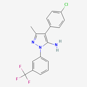 B2576823 4-(4-chlorophenyl)-3-methyl-1-[3-(trifluoromethyl)phenyl]-1H-pyrazol-5-ylamine CAS No. 400074-90-0