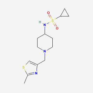 molecular formula C13H21N3O2S2 B2576824 N-{1-[(2-methyl-1,3-thiazol-4-yl)methyl]piperidin-4-yl}cyclopropanesulfonamide CAS No. 2415603-68-6