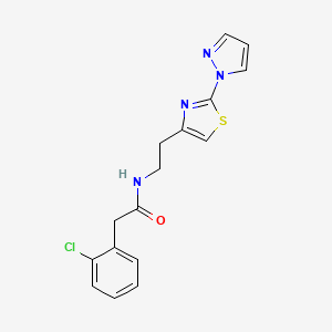 molecular formula C16H15ClN4OS B2576829 N-(2-(2-(1H-pyrazol-1-yl)thiazol-4-yl)ethyl)-2-(2-chlorophenyl)acetamide CAS No. 1448034-43-2