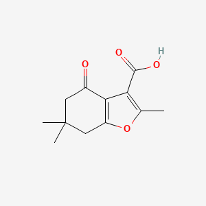 molecular formula C12H14O4 B2576830 2,6,6-Trimethyl-4-oxo-4,5,6,7-tetrahydro-1-benzofuran-3-carboxylic acid CAS No. 121625-79-4