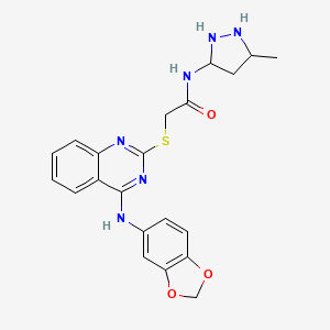 2-({4-[(2H-1,3-benzodioxol-5-yl)amino]quinazolin-2-yl}sulfanyl)-N-(3-methyl-1H-pyrazol-5-yl)acetamide