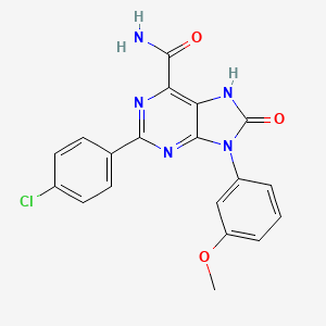 2-(4-chlorophenyl)-9-(3-methoxyphenyl)-8-oxo-8,9-dihydro-7H-purine-6-carboxamide