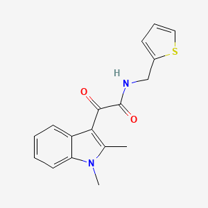 molecular formula C17H16N2O2S B2576862 2-(1,2-dimethylindol-3-yl)-2-oxo-N-(thiophen-2-ylmethyl)acetamide CAS No. 862831-17-2