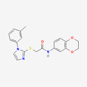N-(2,3-dihydrobenzo[b][1,4]dioxin-6-yl)-2-((1-(m-tolyl)-1H-imidazol-2-yl)thio)acetamide