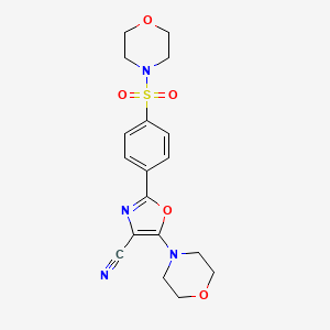 molecular formula C18H20N4O5S B2576872 5-Morpholino-2-(4-(morpholinosulfonyl)phenyl)oxazole-4-carbonitrile CAS No. 941267-45-4