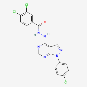 molecular formula C18H11Cl3N6O B2576881 3,4-dichloro-N'-(1-(4-chlorophenyl)-1H-pyrazolo[3,4-d]pyrimidin-4-yl)benzohydrazide CAS No. 890939-65-8