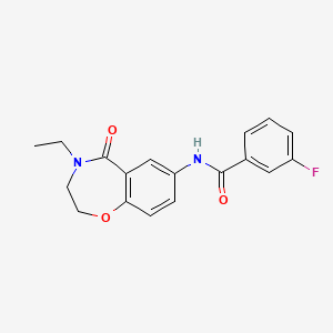 molecular formula C18H17FN2O3 B2576882 N-(4-ethyl-5-oxo-2,3,4,5-tetrahydro-1,4-benzoxazepin-7-yl)-3-fluorobenzamide CAS No. 922001-45-4