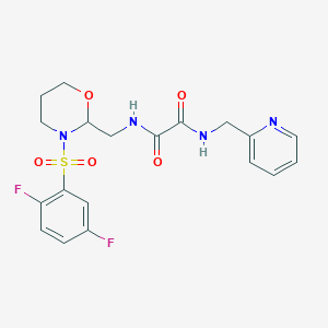 molecular formula C19H20F2N4O5S B2576883 N1-((3-((2,5-difluorophenyl)sulfonyl)-1,3-oxazinan-2-yl)methyl)-N2-(pyridin-2-ylmethyl)oxalamide CAS No. 869071-91-0