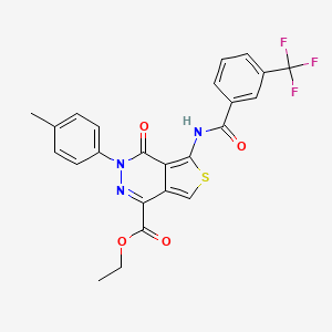 molecular formula C24H18F3N3O4S B2576884 Ethyl 4-oxo-3-(p-tolyl)-5-(3-(trifluoromethyl)benzamido)-3,4-dihydrothieno[3,4-d]pyridazine-1-carboxylate CAS No. 851948-46-4