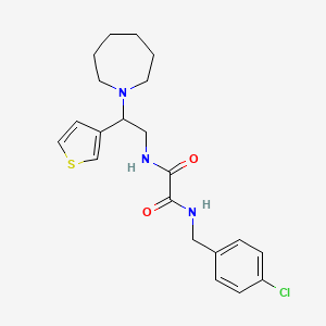 molecular formula C21H26ClN3O2S B2576896 N1-(2-(azepan-1-yl)-2-(thiophen-3-yl)ethyl)-N2-(4-chlorobenzyl)oxalamide CAS No. 946248-38-0