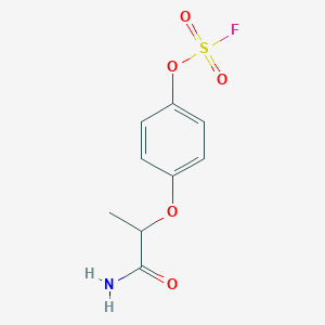 molecular formula C9H10FNO5S B2576897 1-(1-Amino-1-oxopropan-2-yl)oxy-4-fluorosulfonyloxybenzene CAS No. 2411262-15-0