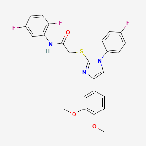 molecular formula C25H20F3N3O3S B2576905 N-(2,5-difluorophenyl)-2-{[4-(3,4-dimethoxyphenyl)-1-(4-fluorophenyl)-1H-imidazol-2-yl]sulfanyl}acetamide CAS No. 866341-03-9