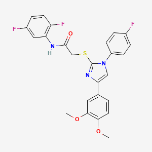 molecular formula C25H20F3N3O3S B2576905 N-(2,5-difluorophenyl)-2-((4-(3,4-dimethoxyphenyl)-1-(4-fluorophenyl)-1H-imidazol-2-yl)thio)acetamide CAS No. 866341-03-9