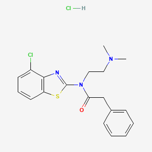 molecular formula C19H21Cl2N3OS B2576914 N-(4-chlorobenzo[d]thiazol-2-yl)-N-(2-(dimethylamino)ethyl)-2-phenylacetamide hydrochloride CAS No. 1216661-81-2