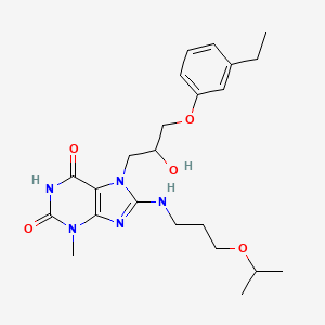 molecular formula C23H33N5O5 B2576917 7-(3-(3-ethylphenoxy)-2-hydroxypropyl)-8-((3-isopropoxypropyl)amino)-3-methyl-1H-purine-2,6(3H,7H)-dione CAS No. 941873-57-0