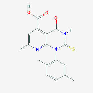 molecular formula C17H15N3O3S B2576919 1-(2,5-Dimethylphenyl)-2-mercapto-7-methyl-4-oxo-1,4-dihydropyrido[2,3-D]pyrimidine-5-carboxylic acid CAS No. 937599-72-9