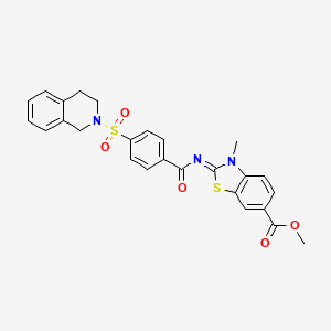 molecular formula C26H23N3O5S2 B2576920 (E)-methyl 2-((4-((3,4-dihydroisoquinolin-2(1H)-yl)sulfonyl)benzoyl)imino)-3-methyl-2,3-dihydrobenzo[d]thiazole-6-carboxylate CAS No. 850909-20-5