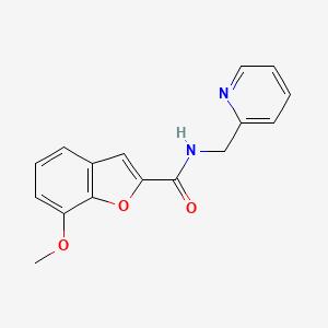 molecular formula C16H14N2O3 B2576924 7-methoxy-N-(pyridin-2-ylmethyl)-1-benzofuran-2-carboxamide CAS No. 879070-22-1