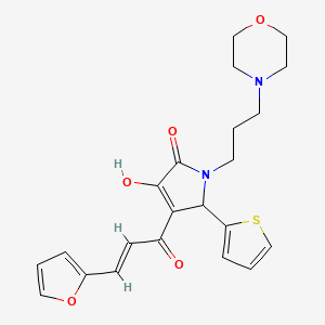 molecular formula C22H24N2O5S B2576925 (E)-4-(3-(furan-2-yl)acryloyl)-3-hydroxy-1-(3-morpholinopropyl)-5-(thiophen-2-yl)-1H-pyrrol-2(5H)-one CAS No. 862315-51-3