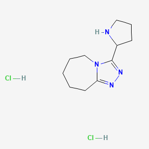 molecular formula C11H20Cl2N4 B2576936 3-Pyrrolidin-2-yl-6,7,8,9-tetrahydro-5H-[1,2,4]triazolo[4,3-a]azepine;dihydrochloride CAS No. 2416235-79-3