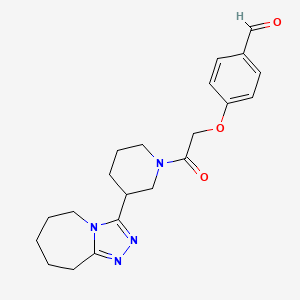 molecular formula C21H26N4O3 B2576939 4-[2-Oxo-2-[3-(6,7,8,9-tetrahydro-5H-[1,2,4]triazolo[4,3-a]azepin-3-yl)piperidin-1-yl]ethoxy]benzaldehyde CAS No. 2224453-42-1