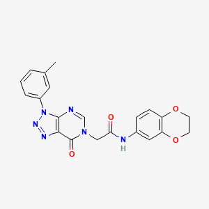 molecular formula C21H18N6O4 B2576950 N-(2,3-dihydrobenzo[b][1,4]dioxin-6-yl)-2-(7-oxo-3-(m-tolyl)-3H-[1,2,3]triazolo[4,5-d]pyrimidin-6(7H)-yl)acetamide CAS No. 872591-02-1