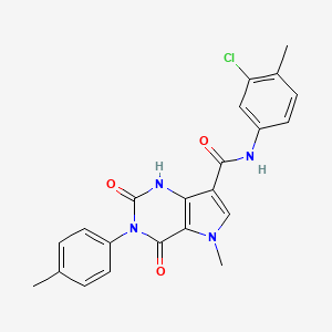 molecular formula C22H19ClN4O3 B2576968 N-(3-chloro-4-methylphenyl)-5-methyl-3-(4-methylphenyl)-2,4-dioxo-1H,2H,3H,4H,5H-pyrrolo[3,2-d]pyrimidine-7-carboxamide CAS No. 921807-39-8