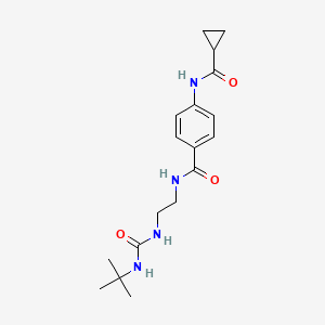 molecular formula C18H26N4O3 B2576971 N-{2-[(tert-butylcarbamoyl)amino]ethyl}-4-cyclopropaneamidobenzamide CAS No. 1171874-04-6