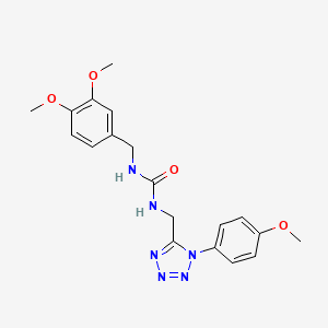 molecular formula C19H22N6O4 B2576976 1-(3,4-dimethoxybenzyl)-3-((1-(4-methoxyphenyl)-1H-tetrazol-5-yl)methyl)urea CAS No. 942000-63-7