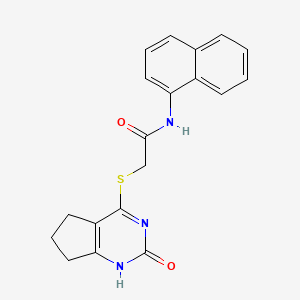 molecular formula C19H17N3O2S B2576977 N-naphthalen-1-yl-2-[(2-oxo-1,5,6,7-tetrahydrocyclopenta[d]pyrimidin-4-yl)sulfanyl]acetamide CAS No. 946217-16-9