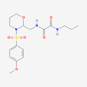 molecular formula C17H25N3O6S B2576978 N'-{[3-(4-methoxybenzenesulfonyl)-1,3-oxazinan-2-yl]methyl}-N-propylethanediamide CAS No. 872862-86-7