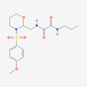 molecular formula C17H25N3O6S B2576978 N1-((3-((4-methoxyphenyl)sulfonyl)-1,3-oxazinan-2-yl)methyl)-N2-propyloxalamide CAS No. 872862-86-7