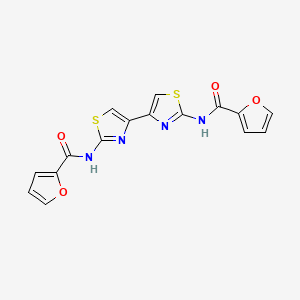 molecular formula C16H10N4O4S2 B2576983 N-{4-[2-(furan-2-amido)-1,3-thiazol-4-yl]-1,3-thiazol-2-yl}furan-2-carboxamide CAS No. 361481-73-4