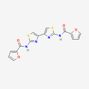 molecular formula C16H10N4O4S2 B2576983 N-[4-[2-(furan-2-carbonylamino)-1,3-thiazol-4-yl]-1,3-thiazol-2-yl]furan-2-carboxamide CAS No. 361481-73-4