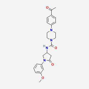 molecular formula C24H28N4O4 B2576987 4-(4-乙酰基苯基)-N-[1-(3-甲氧基苯基)-5-氧代吡咯啉-3-基]哌嗪-1-甲酰胺 CAS No. 891098-93-4